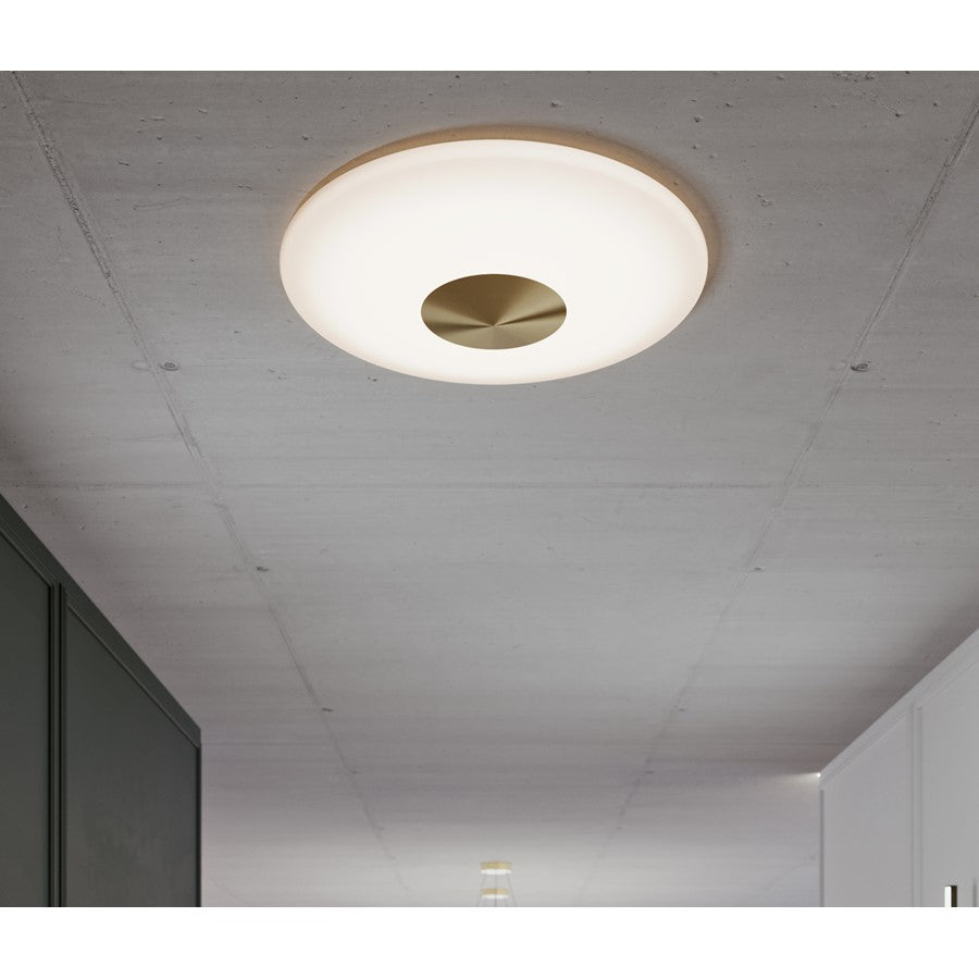 AFX Lighting Alpine 1Lt 17" Flush Mount, Antique Brass/White