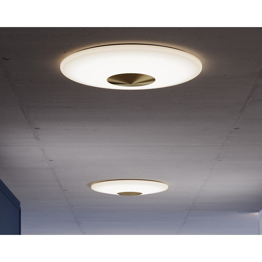 AFX Lighting Alpine 1Lt 21" Flush Mount, Antique Brass/White