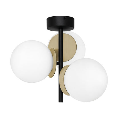 AFX Lighting Arren 3Lt Semi-Flush Mount, Black/Brass/White - ARNC17LAJD4BKLB