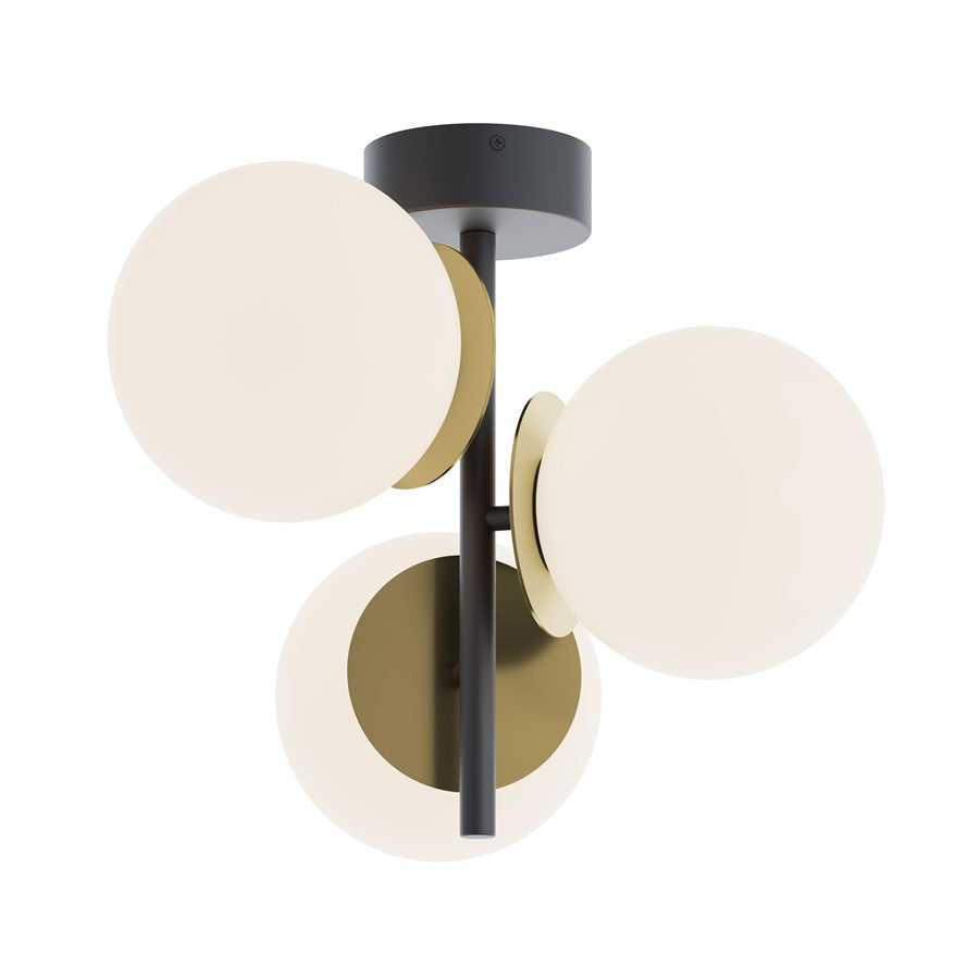 AFX Lighting Arren 3Lt Semi-Flush Mount, Black/Brass/White