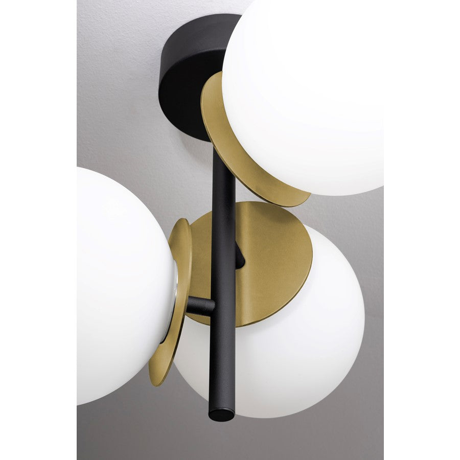 AFX Lighting Arren 3Lt Semi-Flush Mount, Black/Brass/White