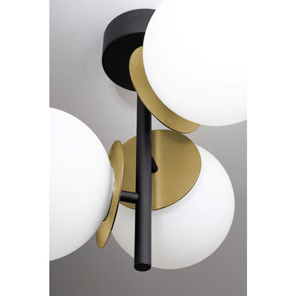 AFX Lighting Arren 3Lt Semi-Flush Mount, Black/Brass/White