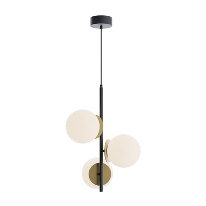 AFX Lighting Arren 3 Light Pendant, Black/Antique Brass/White