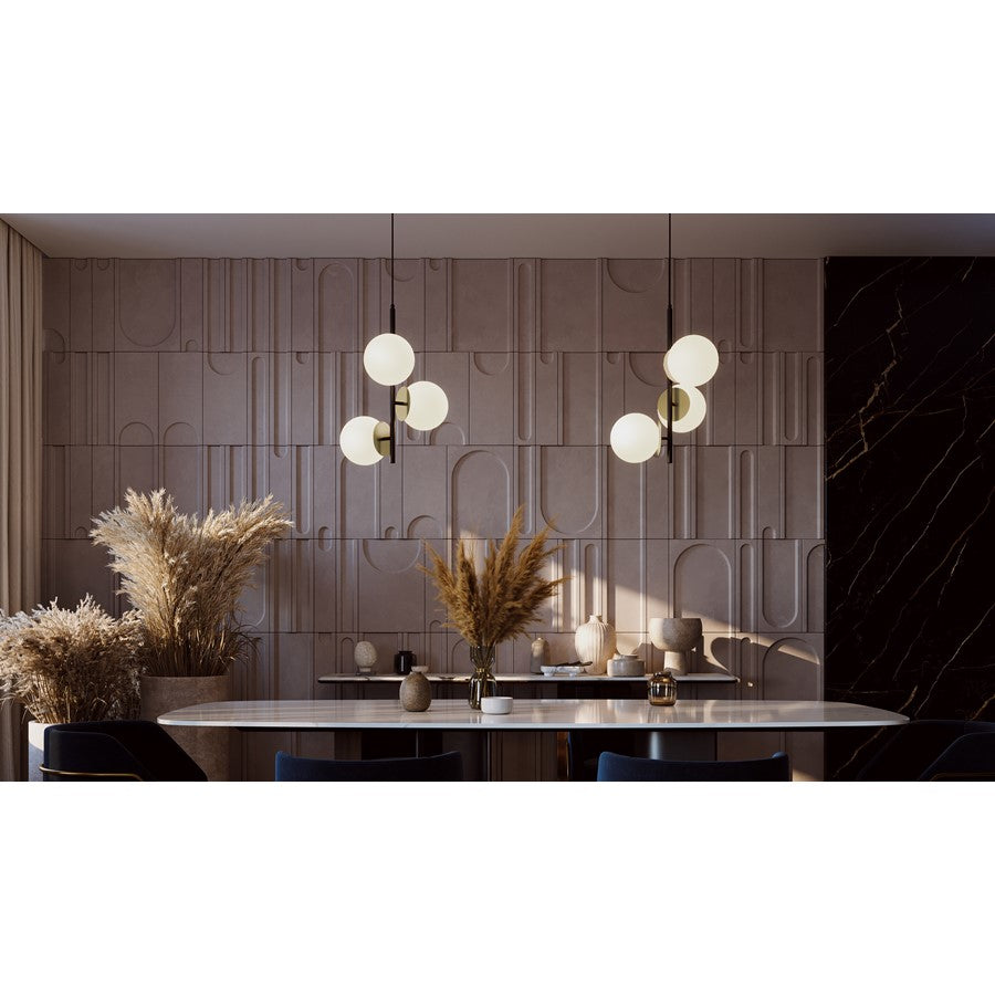 AFX Lighting Arren 3 Light Pendant, Black/Antique Brass/White