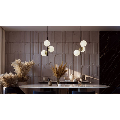 AFX Lighting Arren 3 Light Pendant, Black/Antique Brass/White