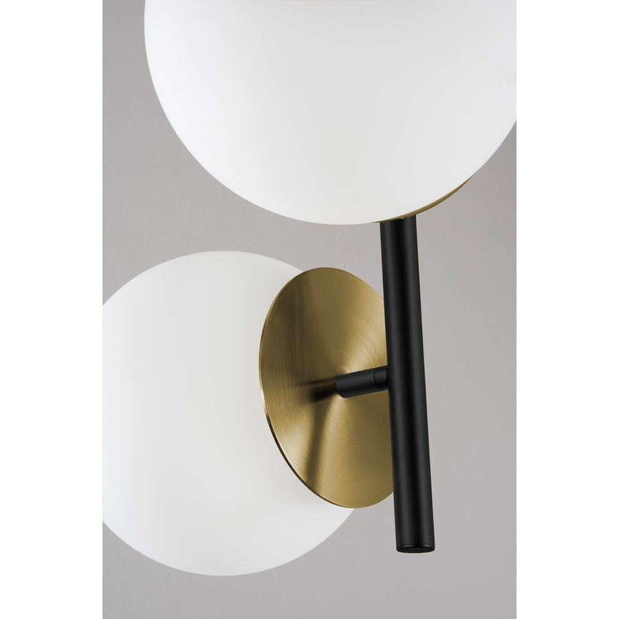 AFX Lighting Arren 3 Light Pendant, Black/Antique Brass/White