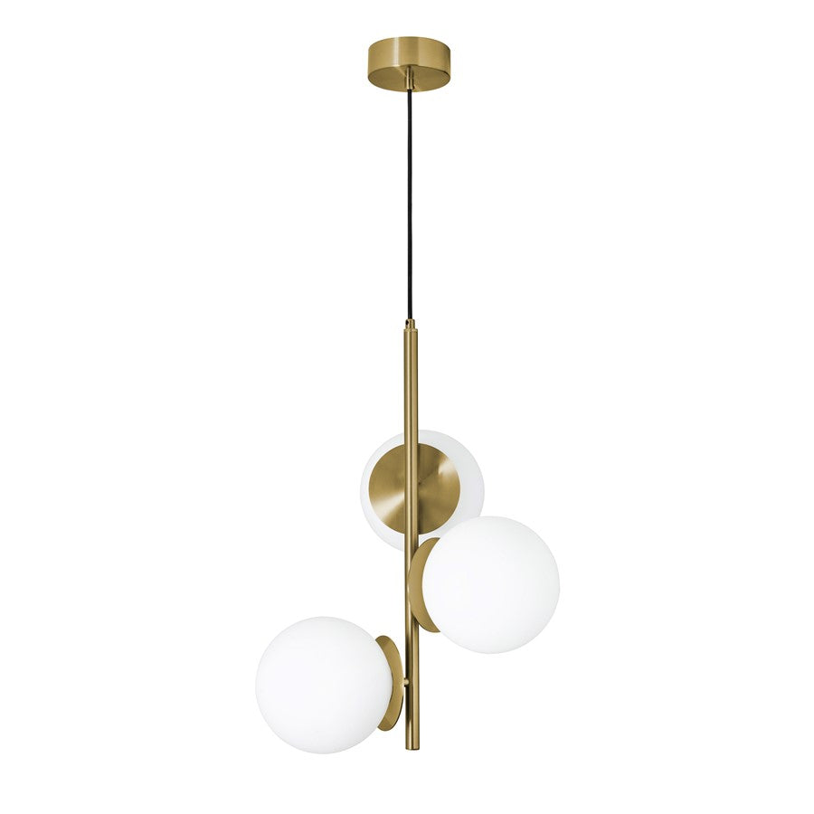 AFX Lighting Arren 3 Light Pendant, Light Antique Brass/White - ARNP17LAJD4LB
