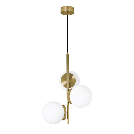 AFX Lighting Arren 3 Light Pendant, Light Antique Brass/White - ARNP17LAJD4LB