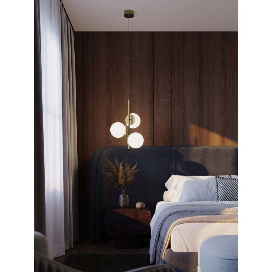 AFX Lighting Arren 3 Light Pendant, Light Antique Brass/White