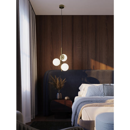 AFX Lighting Arren 3 Light Pendant, Light Antique Brass/White