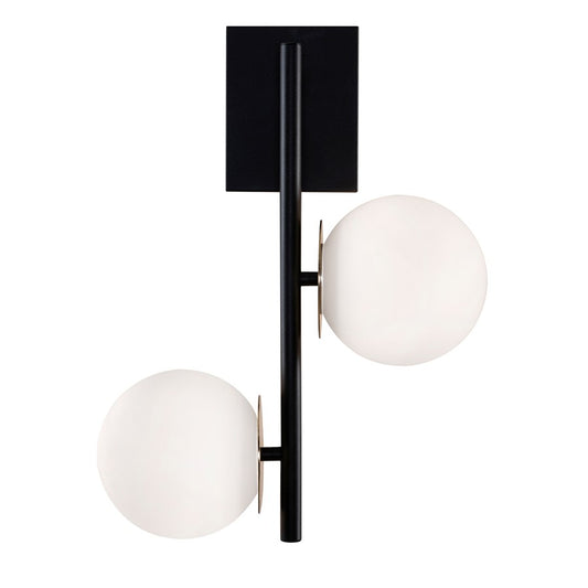 AFX Lighting Arren 2Lt Sconce, Black/Antique Brass/White - ARNS1318LAJD4BKLB