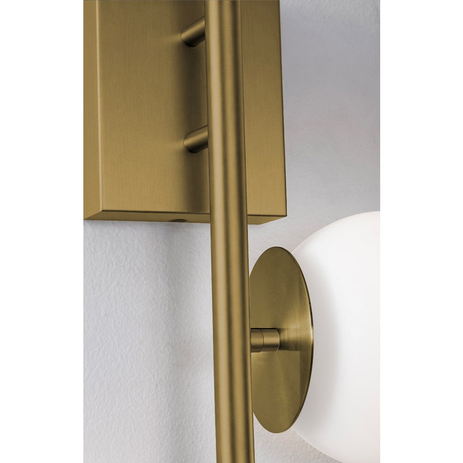 AFX Lighting Arren 2 Light Sconce, Light Antique Brass/White