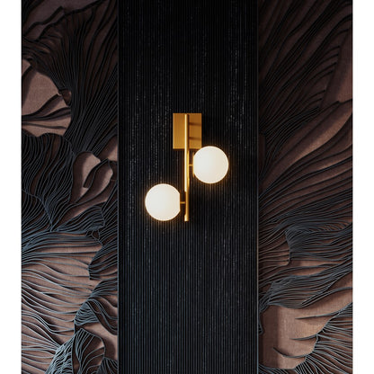 AFX Lighting Arren 2 Light Sconce, Light Antique Brass/White