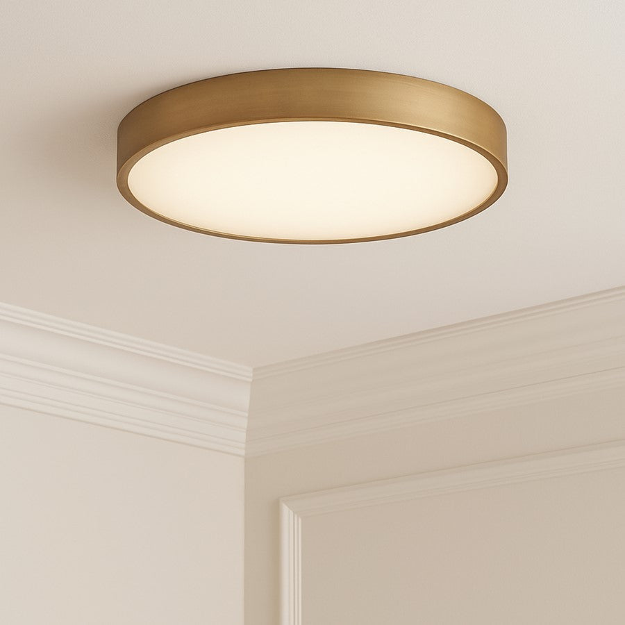 AFX Lighting Bailey 1Lt 19" Flush Mount, Antique Brass/Frosted