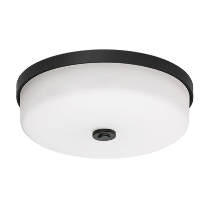 AFX Boswell 10in LED Flush Mount | Modern Black and White Glass | Bedroom & Hallway | 10.25 x 10.25 x 3.25 in | Model BOSF11LAJD1BK