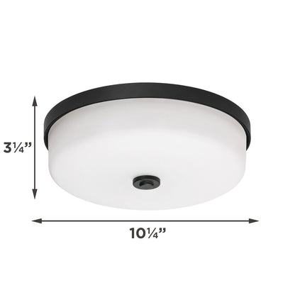 AFX Boswell 10in LED Flush Mount | Modern Black and White Glass | Bedroom & Hallway | 10.25 x 10.25 x 3.25 in | Model BOSF11LAJD1BK