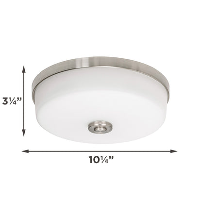 AFX Boswell 10in LED Flush Mount | Modern Satin Nickel and White Glass | Bedroom & Hallway | 10.25 x 10.25 x 3.25 in | Model BOSF11LAJD1SN