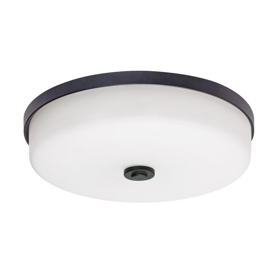 AFX Boswell 13in LED Flush Mount | Transitional Black and White Glass | Bedroom & Hallway Ceiling Light | 1700 Lumens, 5-CCT | Model BOSF14LAJD1BK