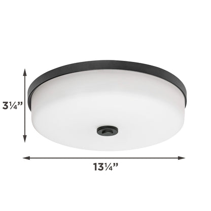 AFX Boswell 13in LED Flush Mount | Transitional Black and White Glass | Bedroom & Hallway Ceiling Light | 1700 Lumens, 5-CCT | Model BOSF14LAJD1BK