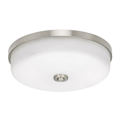 AFX Boswell 13in LED Flush Mount | Transitional Satin Nickel and White Glass | Bedroom & Hallway Ceiling Light | 1700 Lumens | Model BOSF14LAJD1SN