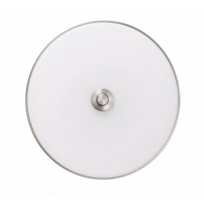 AFX Boswell 13in LED Flush Mount | Transitional Satin Nickel and White Glass | Bedroom & Hallway Ceiling Light | 1700 Lumens | Model BOSF14LAJD1SN