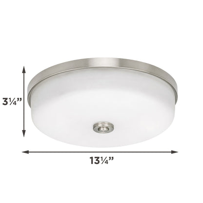 AFX Boswell 13in LED Flush Mount | Transitional Satin Nickel and White Glass | Bedroom & Hallway Ceiling Light | 1700 Lumens | Model BOSF14LAJD1SN