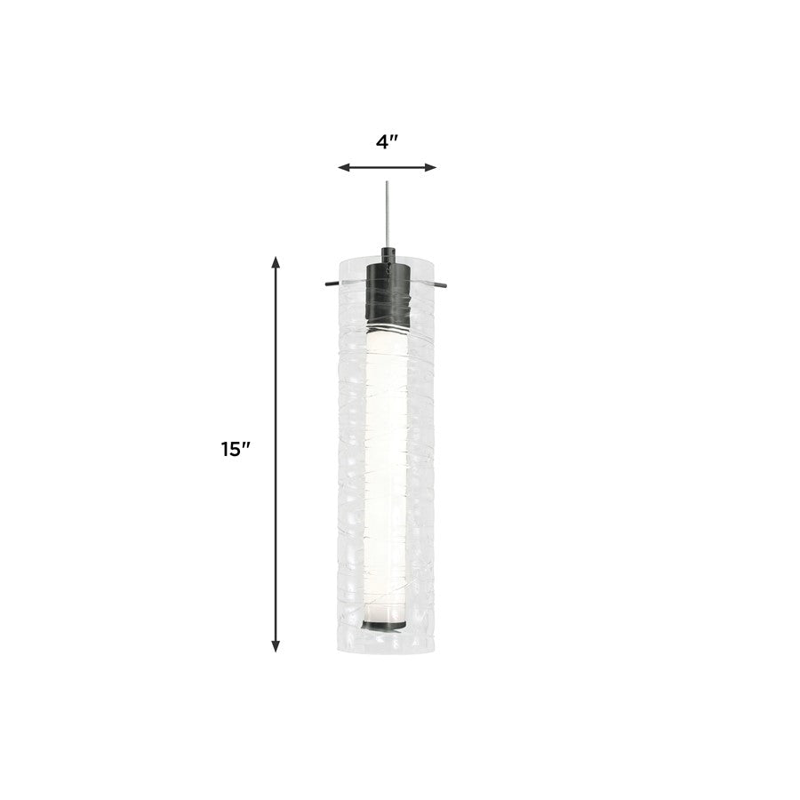 AFX Lighting Bari 1Lt 4" LED Pendant, Black/Clear