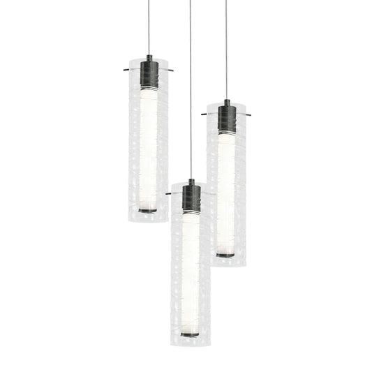 AFX Lighting Bari 3 Light 18" Multi Pendant, Black/Clear