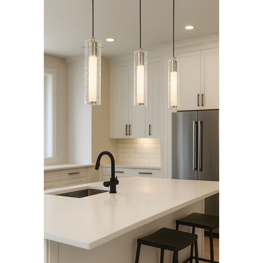 AFX Lighting Bari 1Lt 4" LED Pendant, Chrome/Clear