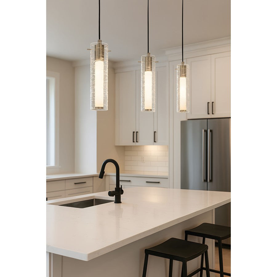 AFX Lighting Bari 1Lt 4" LED Pendant, Nickel/Clear