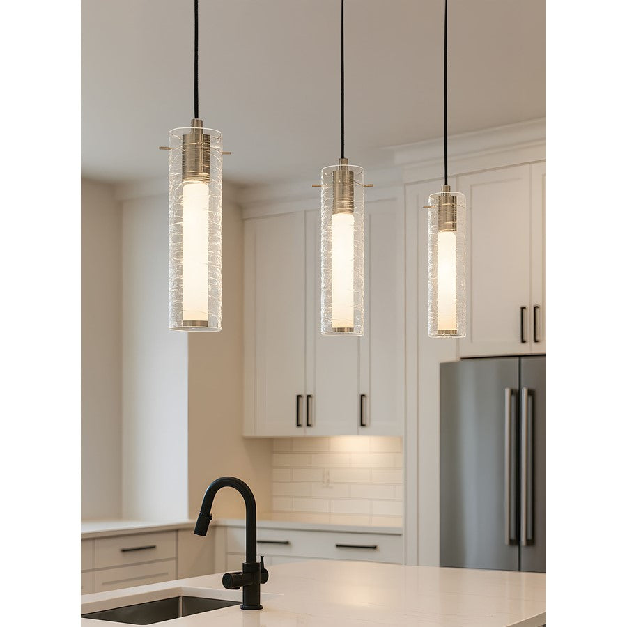 AFX Lighting Bari 1Lt 4" LED Pendant, Nickel/Clear