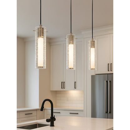 AFX Lighting Bari 1Lt 4" LED Pendant, Nickel/Clear