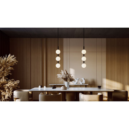 AFX Lighting Baroque 3 Light Pendant, Black/White