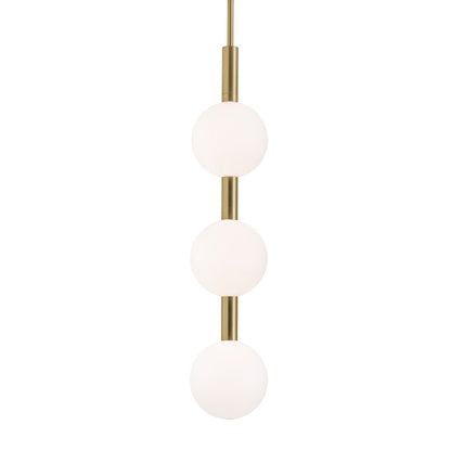 AFX Lighting Baroque 3 Light Pendant, Light Antique Brass/White