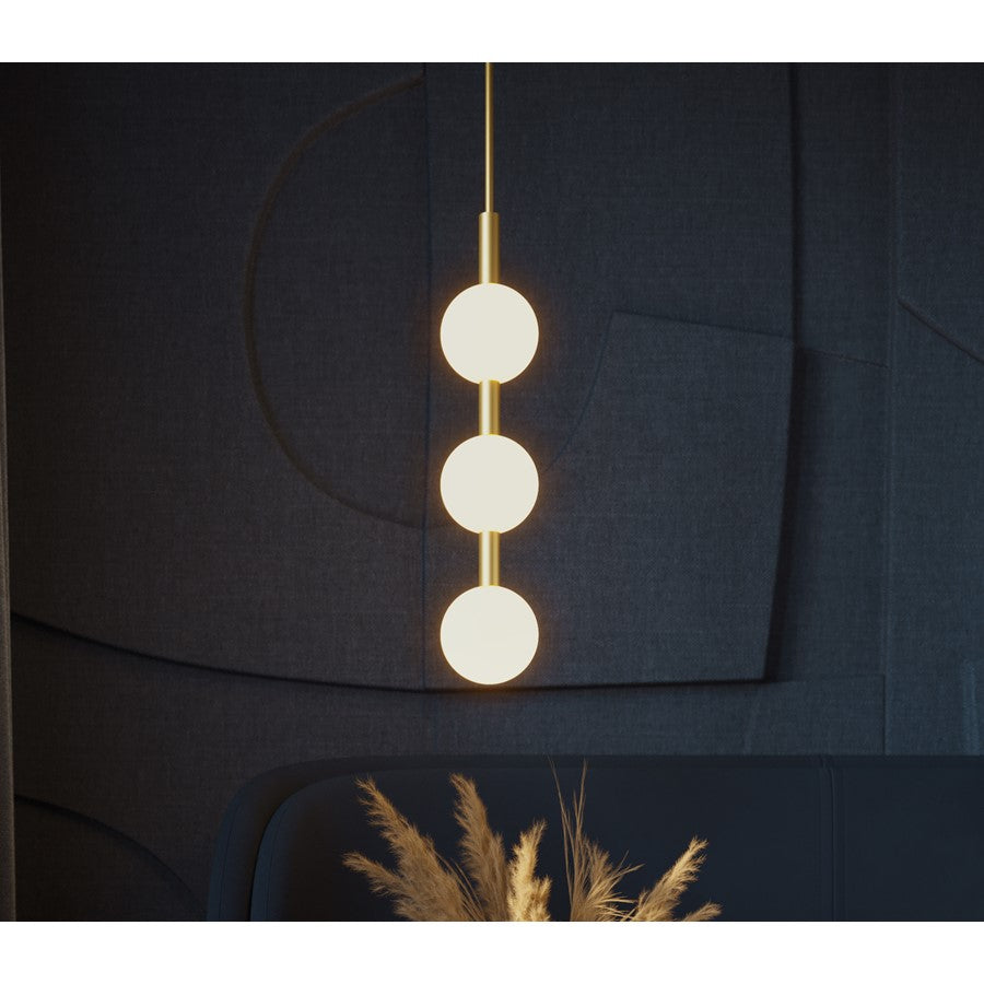 AFX Lighting Baroque 3 Light Pendant, Light Antique Brass/White