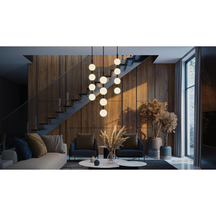 AFX Lighting Baroque 4 Light Pendant, Black/White