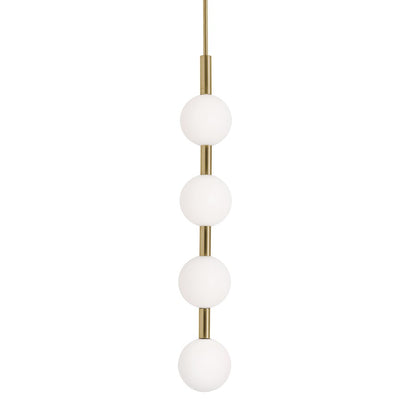 AFX Lighting Baroque 4 Light Pendant, Light Antique Brass/White