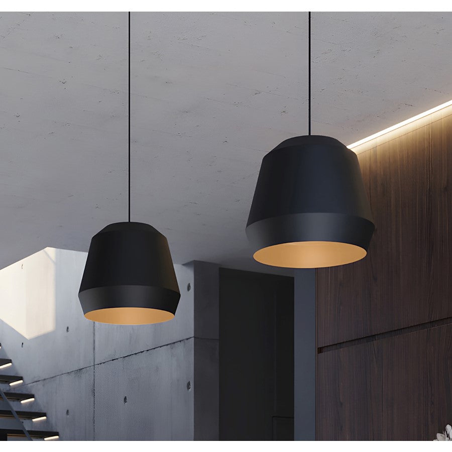 AFX Lighting Bronx Lt 10" Medium Pendant, Gold/Black