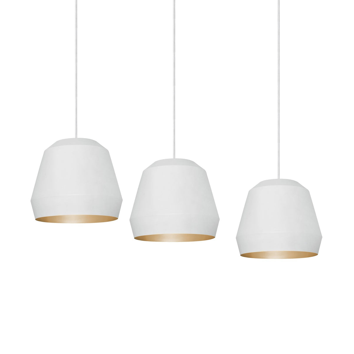 AFX Bronx 36in 3-Light Linear Multi Pendant | Modern White and Gold Steel | Kitchen Island & Dining Room | 36 x 10 x 8.63 in | Model BRXP10MBWHGDLNR3