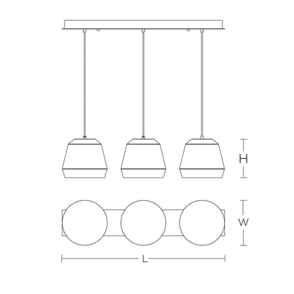 AFX Bronx 36in 3-Light Linear Multi Pendant | Modern White and Gold Steel | Kitchen Island & Dining Room | 36 x 10 x 8.63 in | Model BRXP10MBWHGDLNR3