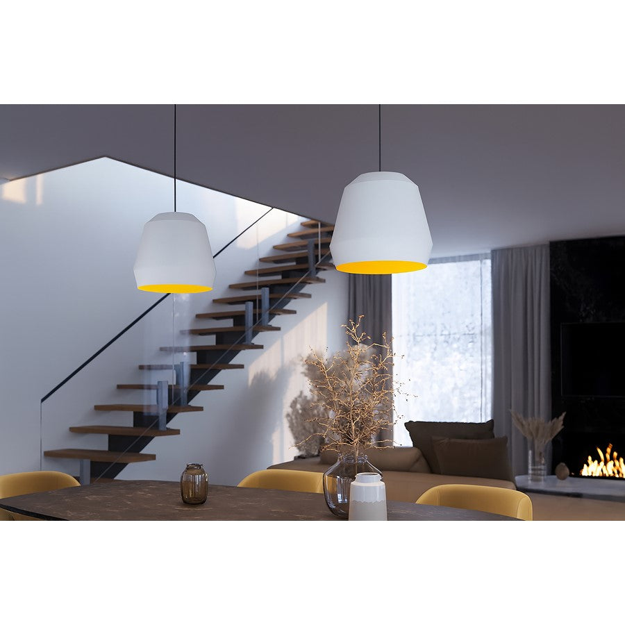 AFX Lighting Bronx Lt 14" Medium Pendant, Gold/White