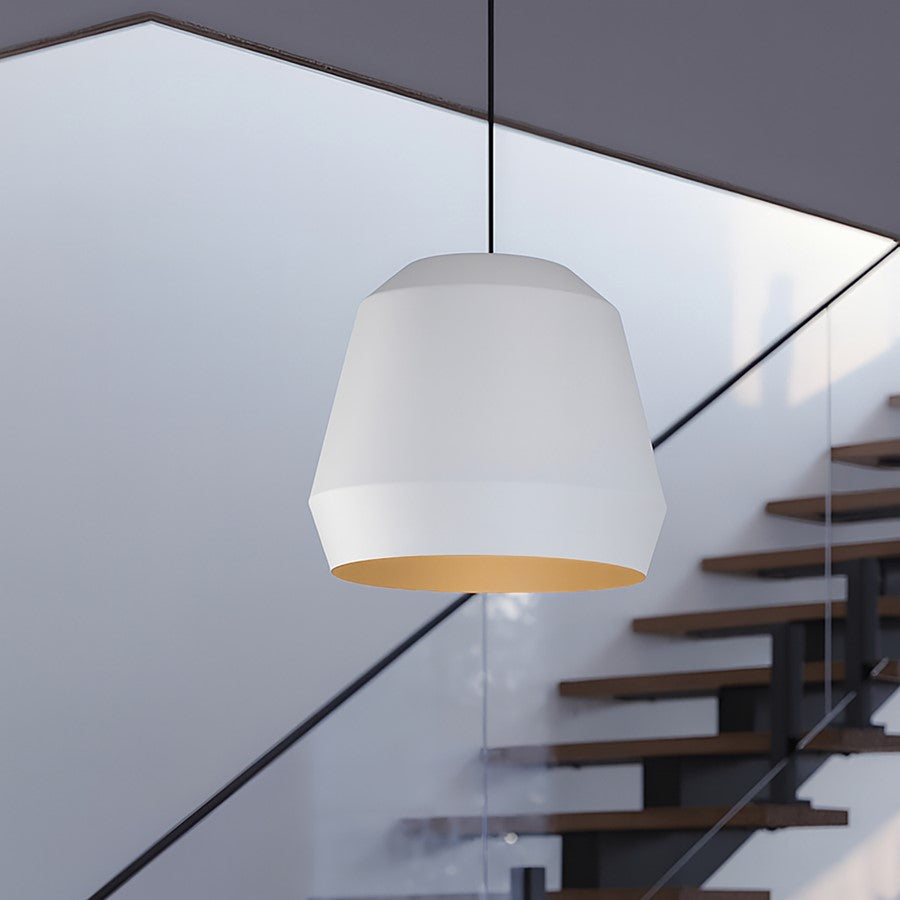AFX Lighting Bronx Lt 14" Medium Pendant, Gold/White