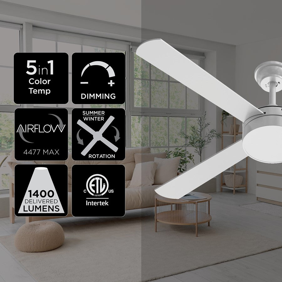 AFX Lighting Bryant 1Lt 52" 4 Blade LED Ceiling Fan, WH/FR