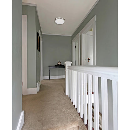AFX Lighting Carlisle 1 Light 14" Flushmount, Satin Nickel/White