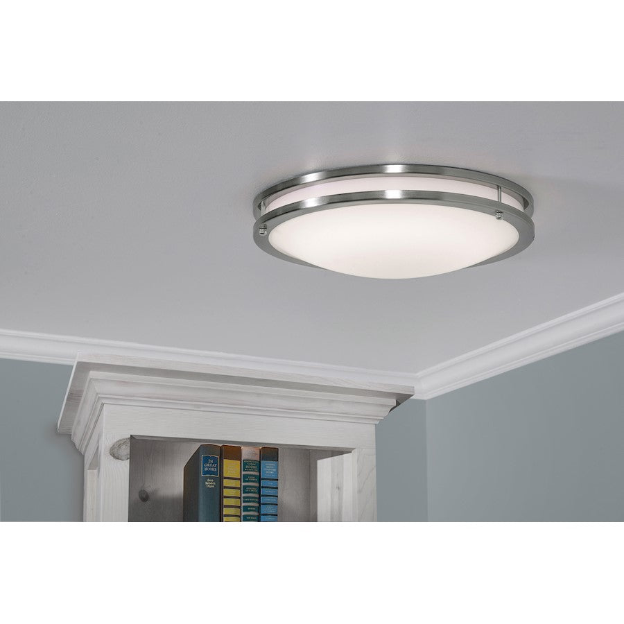 AFX Lighting Carlisle 1Lt 14" LED Flushmount, Nickel/White