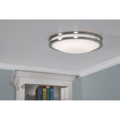 AFX Lighting Carlisle 1Lt 24" LED Flushmount, Nickel/White