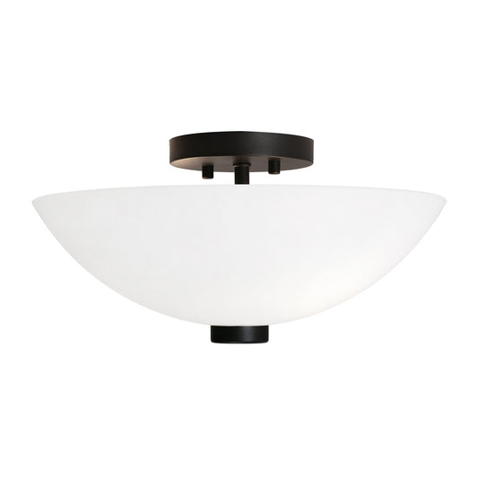 AFX Colleen 14in 1-Light Semi-Flush Mount | Transitional Black and White Glass | Hallway & Foyer Ceiling Light | Model CEEC14MBBK