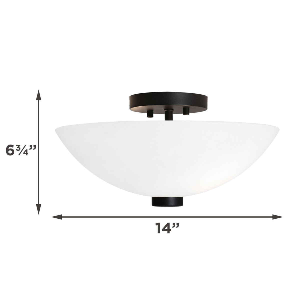 AFX Colleen 14in 1-Light Semi-Flush Mount | Transitional Black and White Glass | Hallway & Foyer Ceiling Light | Model CEEC14MBBK