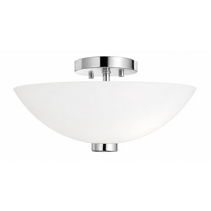 AFX Colleen 14in 1-Light Semi-Flush Mount | Transitional Polished Chrome and White Glass | Hallway & Foyer Ceiling Light | Model CEEC14MBPC