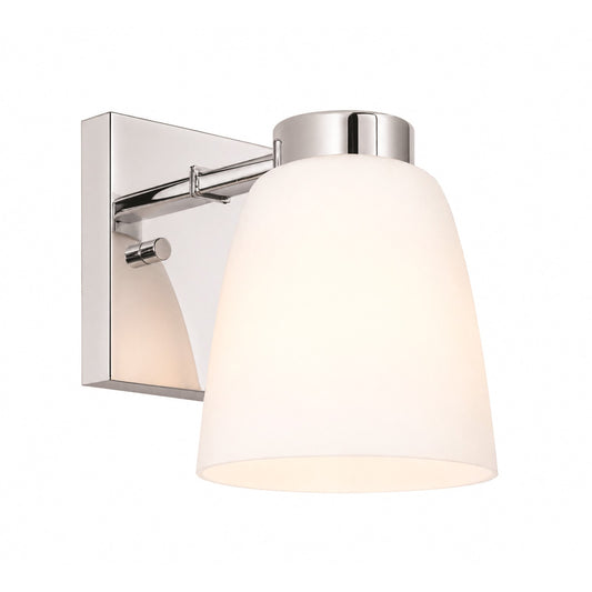 AFX Colleen 5in 1-Light Wall Sconce | Transitional Polished Chrome and White Glass | Hallway & Foyer | 5 x 6.75 x 6.75 in | Model CEES0506MBPC